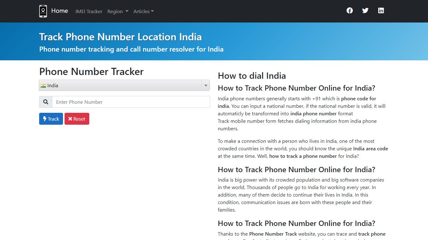 Track Phone Number Location India