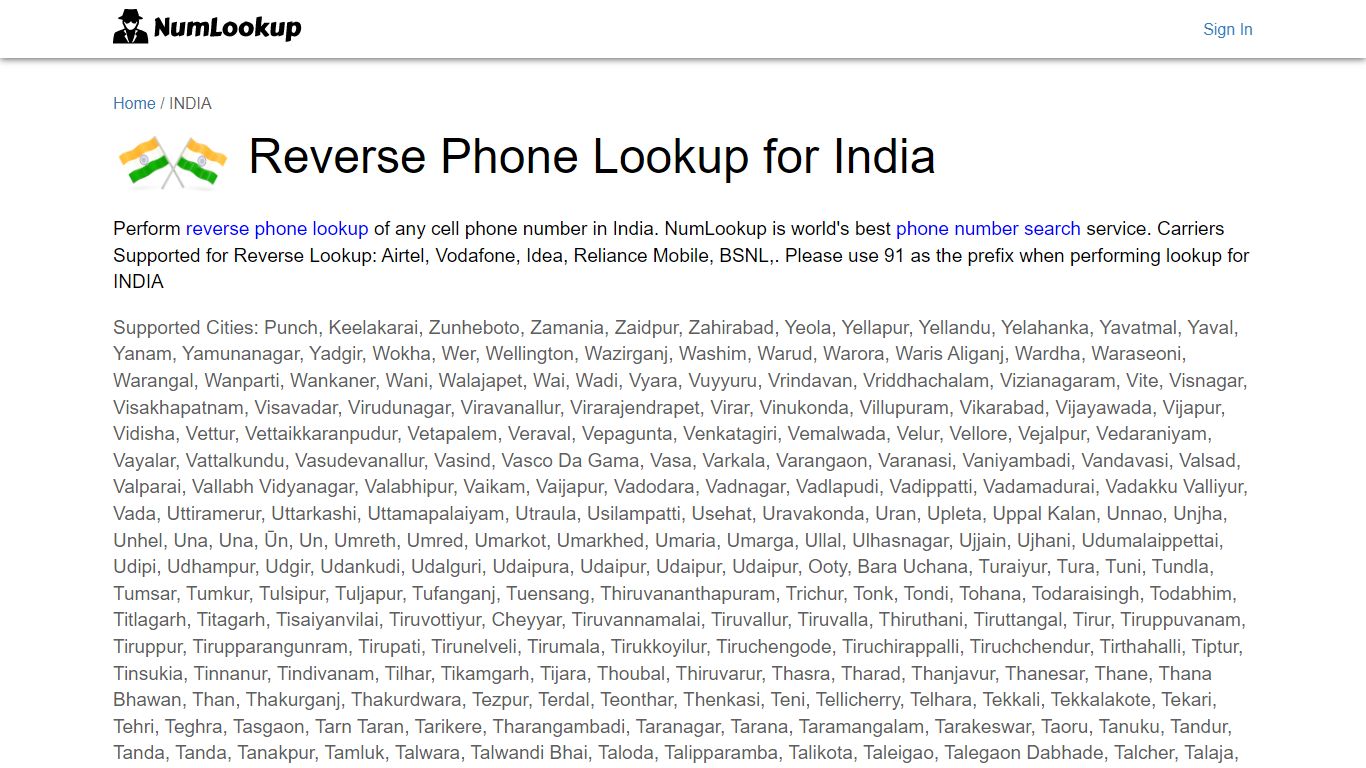Reverse Phone Number Lookup for India | NumLookup