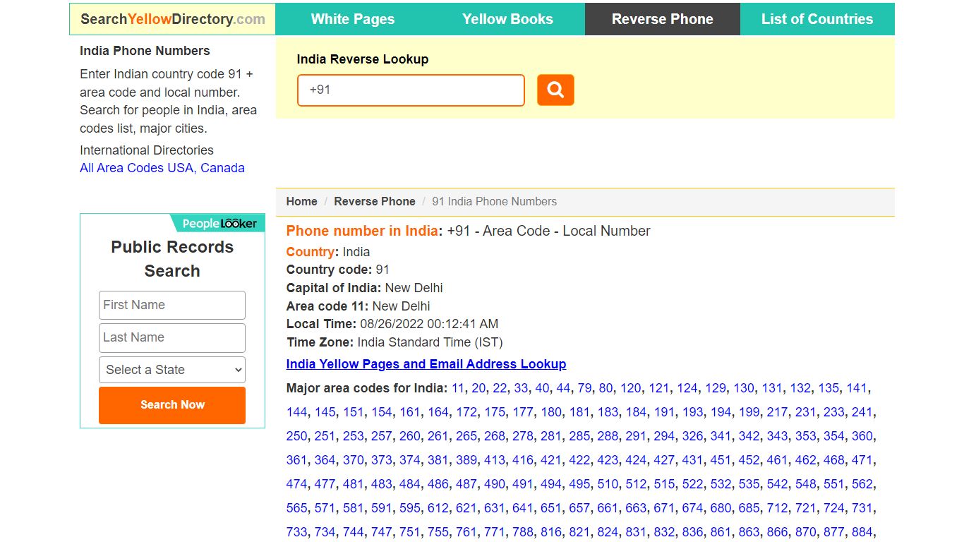 India Reverse Lookup 91, Phone Number Search